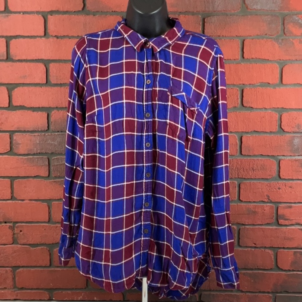 Lucky Brand Shirt Womens Large Checkered Button Up‎